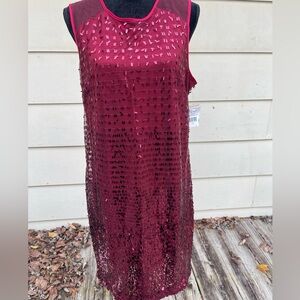 J. Taylor sheer sequin dress with lining.